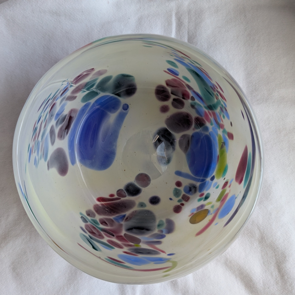 Blake Street Glass Studio Handmade Multicolor Art Glass Bowl Signed - Picture 8 of 14